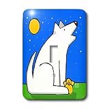 S. Fernleaf Designs Folk Art Paintings Dogs - Dogs, Dog, Flower, Flowers, Dog and Flowers, Cute dogs, Purple Flowers, Purple, Folk Art Painting - Light Switch Covers - single toggle switch