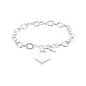 Designer Inspired Silver Heart Charm Toggle Bracelet Links Of Love