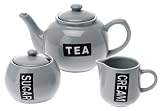 Review Present Time UK  / Present Time Teapot w. Cream & Sugar set ceramic grey
