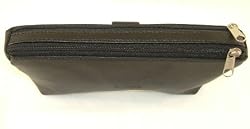 Buxton Genuine Leather Double Eyeglass & Sunglasses Zipper Case (Styles and colors may vary)