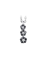 Ze Sterling Silver 1/4ct tw Black and White Diamond Flower Pendant