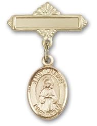 Gold Filled Baby Badge with St. Lillian Charm and Polished Badge Pin