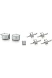 Solid 14k White Gold Diamond Cufflinks, Tie Tac and Stud Set