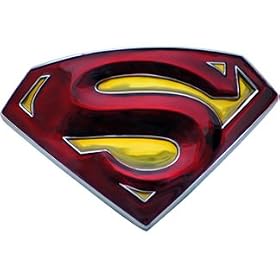 SUPERMAN HAND-MADE ENAMEL YELLOW & RED 3D DIE-CUT BELT BUCKLE