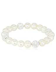 Honora "Pop Star" Freshwater Cultured Pearl and Crystal 7.5" Stretch Bracelet