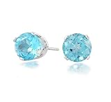 Blue Topaz Stud Earrings in White Gold