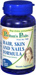 PURITAN'S PRIDE Hair, Skin and Nails Vitamins (Quantity:60 Tablets)