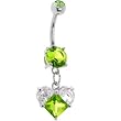 Peridot Green Scintillating Heart Cubic Zirconia Belly Ring