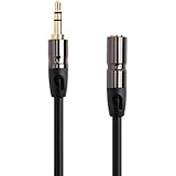 PlugLug 3.5mm Male to 3.5mm Female Stereo Audio Cable (12 Feet Black) - New Design accommodates iPhone, iPad, itouch, Smartphones and MP3 cases