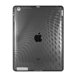 Apple iPad2 16GB,32GB,64GB専用ケース　TPU素材のウェーブデザイン スモーク　【２セット】＝【ケース＋液晶保護フィルム】