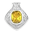 14K White Gold Citrine Pendant