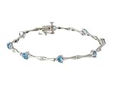 14-kt. Heart Shape Blue Topaz and Diamond Bracelet