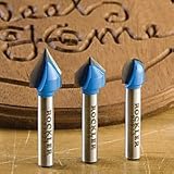 Rockler 3-Pc Signmaking Router Bit Set, 1/4'' Shanks