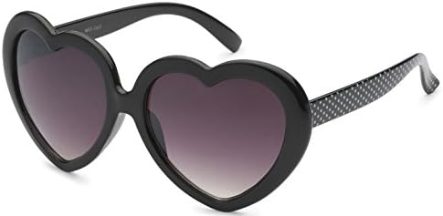 Women's Heart Shape Frame Sunglasses with Polka Dots! (Black)