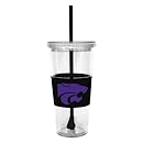 NCAA Kansas State Wildcats 22 Ounce Insulated Tumbler with Rubber Sleeve and Stir Straw