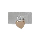 Sterling Silver Band Ring W/ Rose Gold over Silver Heart Drop Off