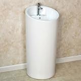 Bianco Round Pedestal Sink - Single Hole Faucet Drilling - White