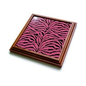 Pink and Black Zebra Print - 8x8 Trivet With 6x6 Ceramic Tile by 