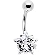Silver 925 Shimmering Clear Cubic Zirconia Star Belly Ring