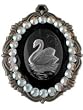 Gasoline Glamour Jet Facet Swan Cameo Rhinestone Charm Necklace