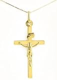 medium flat gold crucifix cross (14K gold, with chain)