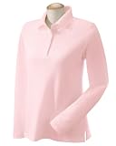 Devon & Jones Women's Pima Pique Long Sleeve Polo Shirt D110W