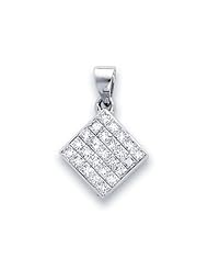 14k White Gold Channel Set Princess Cut Diamond Pendant (G-H Color, I1 Clarity)