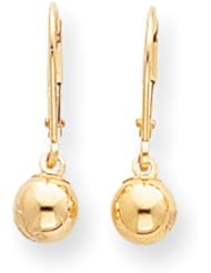 14k Yellow Gold Dangle 6mm Bead Small Kids Earrings
