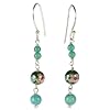Sterling Silver Turquoise with Green Cloisonne Round Bead Earrings
