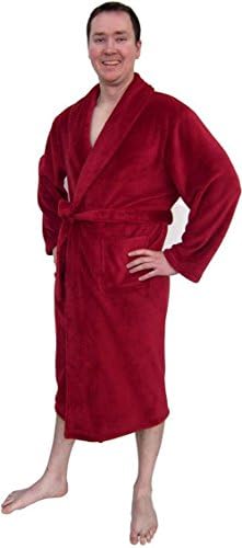 Windfield Men's Soild Coral Fleece Bathrobe Robe (XL)