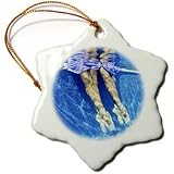 Ballerinas dancing underwater in a swimming pool - 3 Inch Snowflake Porcelain Ornament