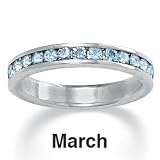 PalmBeach Jewelry Birthstone Sterling Silver Eternity Band- March- Simulated Aquamarine
