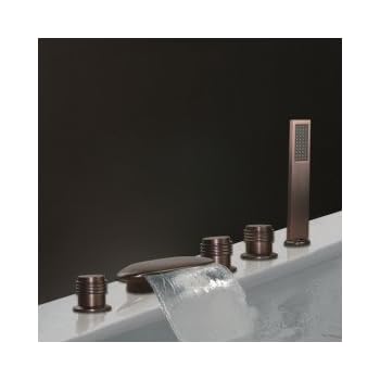 Oil-rubbed Bronze Waterfall Tub Faucet with Hand Shower