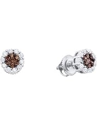 0.50CTW COGNAC DIAMOND LADIES FLOWER EARRING