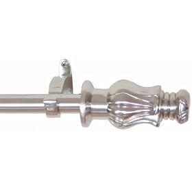 Window Curtain Rod Drapery Rod 28 Inch - 48 Inch Surahi Nickel by Backyard Bargain LLC