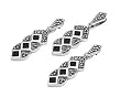 Sterling Silver Marcasite Pendant and Earrings Set - Square Cut Black Onyx with Clear CZ