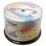 100 TDK 16X DVD-R 4.7GB White Inkjet Hub