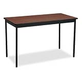 Barricks UT244830WA Utility Table With Steel Legs, Rectangular, 48w x 24d x 30h, Walnut