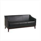 Black Vinyl Sofa with Mahogany Finish Legs