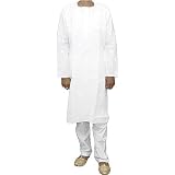 Casual Dress Men Cotton Clothing Embroidered Kurta Pajama Long Sleeve Size L (chgkp029) by Comfort