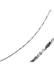 Silver with Rhodium Ruthenium Finish 1.85mm wide Diamond Cut Two Tone Sparkle Chain Anklet with Lobster Clasp