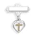 Baptismal Pin with Heart and 18K Gold Cross Charm