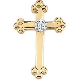 14k Yellow Gold Cross Lapel Pin With Diamond 14x9mm by JewelryWeb