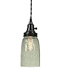 Quart Open Bottom Mason Jar Pendant Lamp in Rustic Brown