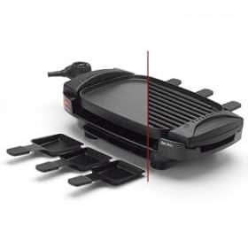 Aroma AHG-2233 Dual Flip 100-Square-Inch Grill and Griddle with 6 Raclette Trays by 