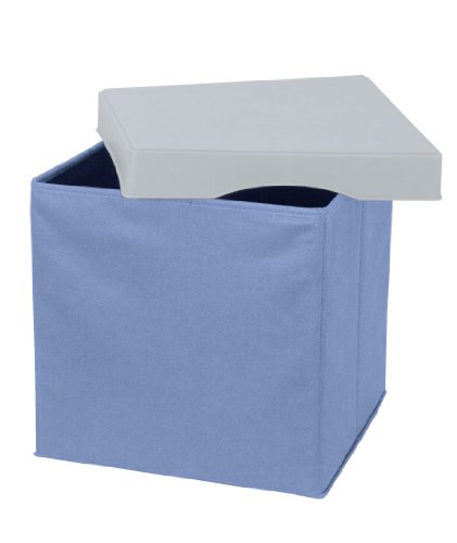 Wenko 2770014100 Aufbewahrungsbox Concept XL - Sitzw&uuml;rfel, faltbar, Polyester, Kunststoff, 33 x 32 x 33 cm, blau-grau