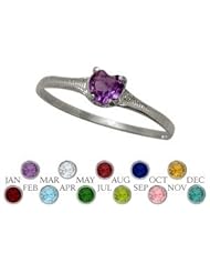10 Karat White Gold Genuine Amethyst Heart Shape Gem Baby Ring