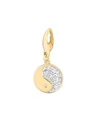 Gold over silver 0.076ct TDW Diamond Ying Yang (Charm)