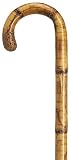 Walking Cane - Men's crook handle with carved bulb nose, carved and stepped genuine maple with whangee finish and tapered shaft, 36  long w/rubber tip. Imported from Germany.