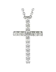 Petite Diamond Cross W/Chain Platinum 1/6 Ct Tw;P;Petite Diamond Cross W/Chain